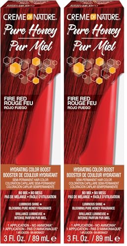 Creme of Nature Honey Hydrating Semi-Permanent Hair Dye, Fire Red - 3 Fl Oz (Pack of 2)