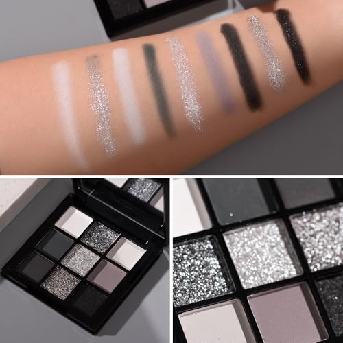 BAISEN DIARY 9-Color Smokey Eyeshadow Palette - Matte & Glitter