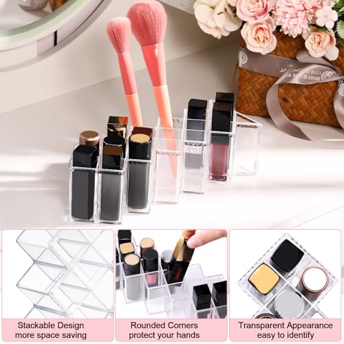 Rozer 4 Pack Fish-Shaped Acrylic Lipstick Organizer with 64 Slots - Clear Makeup Display Stand