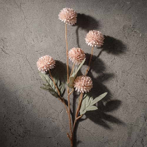 CEWOR 5 Pcs Faux Silk Pompon Mum Flowers for Home Decor
