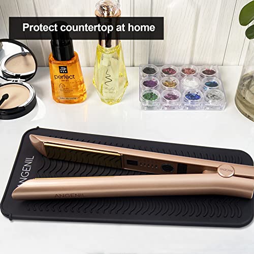 Silicone Heat Resistant Travel Mat Pouch for Hair Tools - Black | Fits Flat Iron, Curling Wand, Crimper