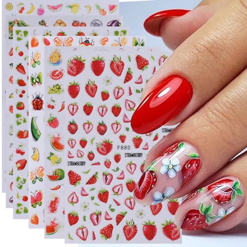 Summer Fruit Nail Art Stickers Kit - 14 Self-Adhesive Designs