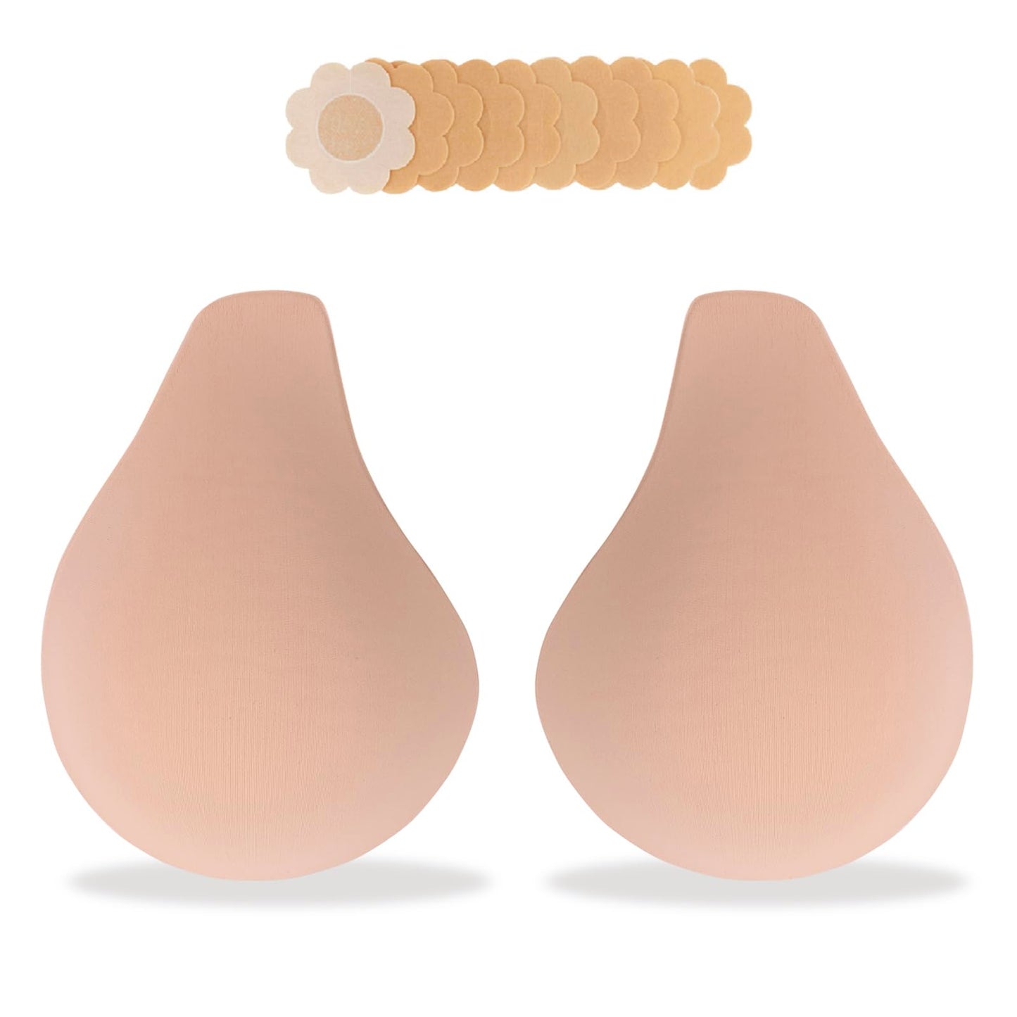 Bontierie Nipple Covers Sticky Push up Bra Added Lift Seamless Ultra-Thin Pasties Adhesive Bras Women Beige