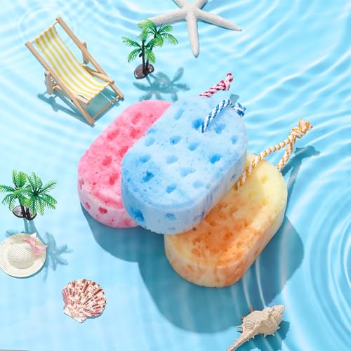 Boao 5-Pack Bright Color Soft Bath Sponges for Gentle Exfoliation