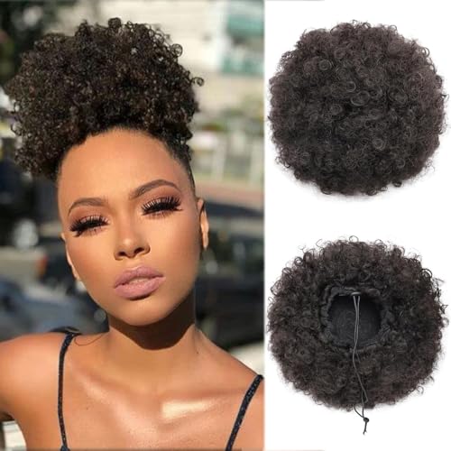 THEMIS HAIR Afro Puff Drawstring Ponytail - Heat-Resistant Curly Extension in Dark Brown