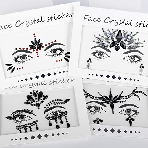 Bowitzki Black-B Halloween Face Jewels Set Women Mermaid Rhinestone Face Gems