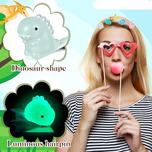 30 Pcs Glow in the Dark Dinosaur Hair Clips for Women