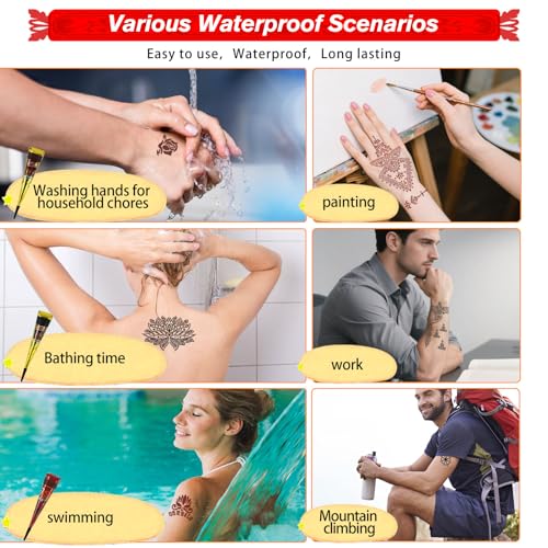 7PCS Temporary Tattoo Kit - 2 Black, 2 Brown, 2 Maroon, 1 Cherry Red