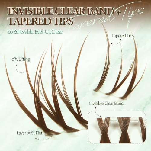 ACTROL Brown Cat Eye Lash Clusters C Curl 7-12mm Pre-Mapped Wispy Faux Mink