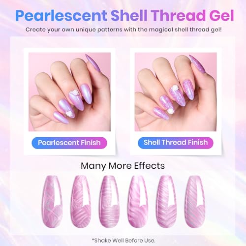 Beetles Pearly Swirl Gel Polish Set - 6 Piece Shell Texture Nail Art Kit