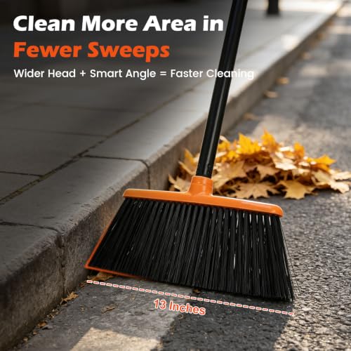Heavy Duty Outdoor Broom with 50" Long Handle for Efficient Cleaning