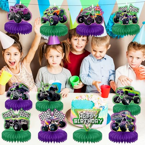 Monster Truck Birthday Party Centerpieces - 12PCS Honeycomb Decor