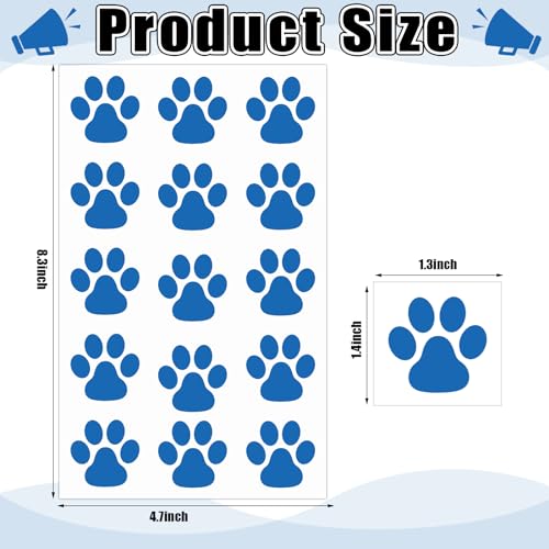 Blue Paw Print Temporary Tattoos - 20 Sheets, 300 Pieces Kids Party Favors
