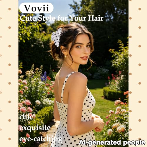 Vovii 6-Piece Polka Dot Hair Claw Clips for Thick and Fine Hair