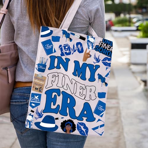 Royal Blue & White Sorority Life Canvas Tote Bag