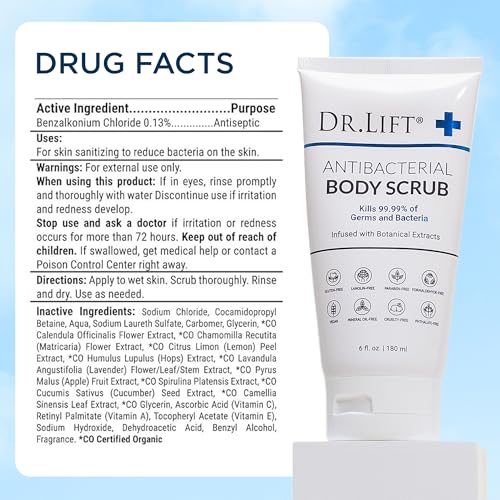 DR. LIFT Antibacterial Body Scrub with Lavender & Vitamins - 6 Fl Oz