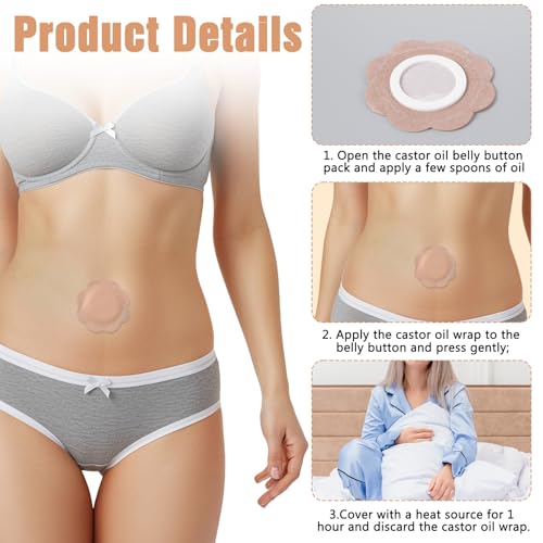 Flower-Shaped Castor Oil Navel Patches - Self-Adhesive, Waterproof Belly Button Care (60 Pcs)