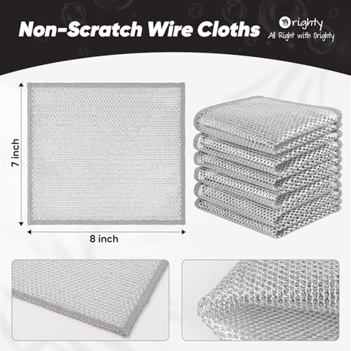Orighty Non-Scratch Wire Dish Cloths - 48 Pack, 7"x8" Kitchen Cleaning Rags
