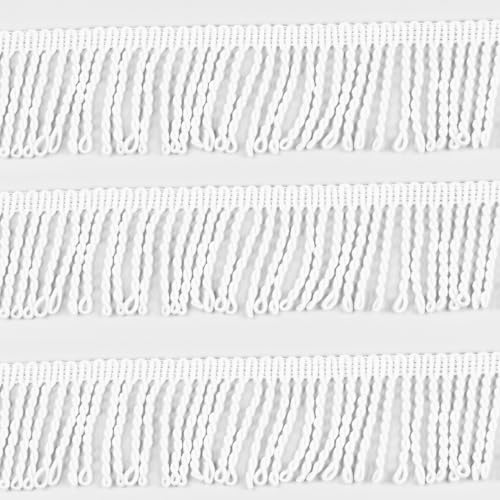 White Tassel Trim Lace - 50mm Wide Polyester Ribbon, 10 Yards