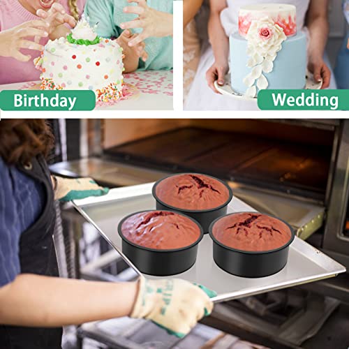 TeamFar 4-Inch Non-Stick Round Cake Pan Set of 3 - Healthy Stainless Steel