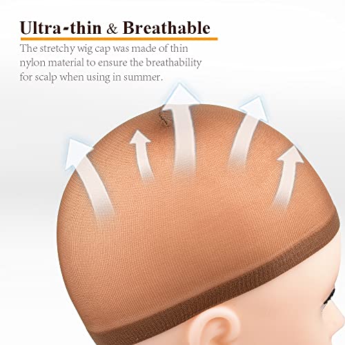 MORGLES 20 Pcs Non-Slip Wig Caps for Women - Brown & Light Brown