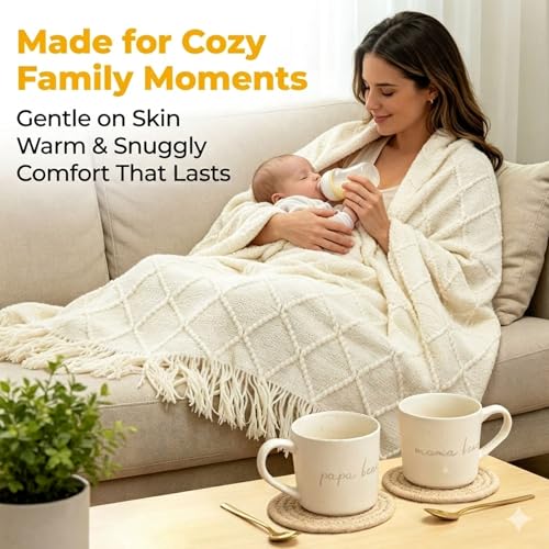 New Mom Care Postpartum Self Care After Baby Gift Basket, Newborn Boys, Girls, Unisex, Ceramic Cup Knitted Blanket Gift Baskets for Women