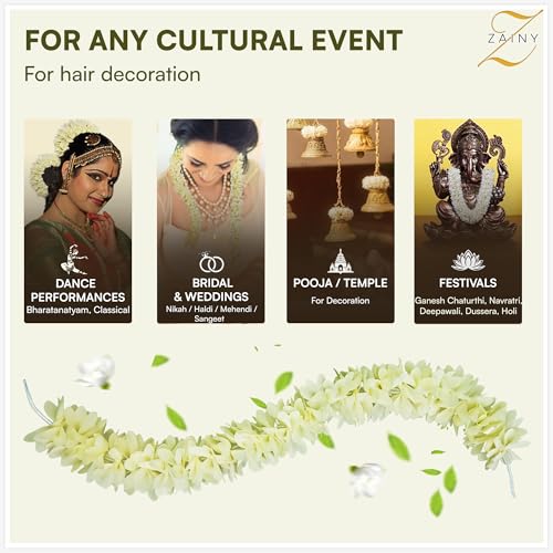 ZAINY White Mogra Gajra for Hair - Artificial Jasmine Floral Bracelet