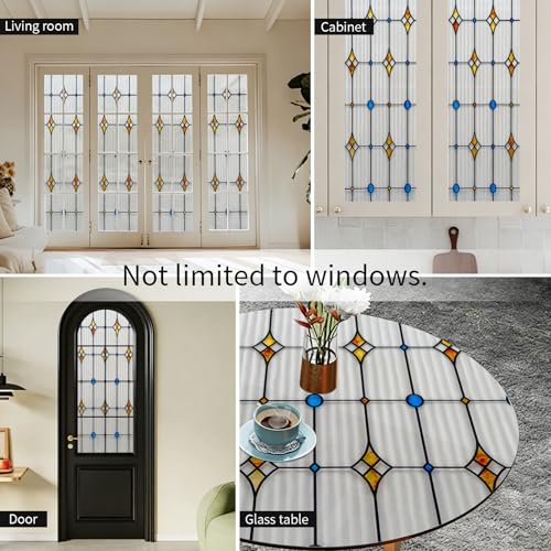 Reeded Glass Privacy Window Film - Frosted Decorative Cling 17.7x78.7 inches