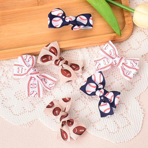 Borhmty Football & Baseball Hair Bow Clip Set for Girls - Color 1