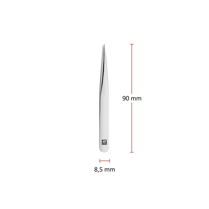 ZWILLING Pointed Tweezer (removal of splinters, ingrown or fine hair, hand-finished, roughened tips), Polished, Silver, 3.5 inch