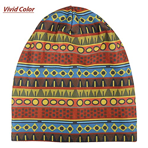 Heerf Bronze One Size Sleep Knitted Satin Bonnet for Curly & Locs Hair - Extra Large African Print Hair Wrap for Black Women