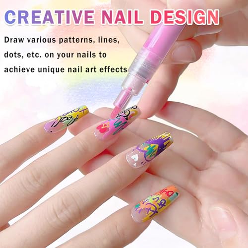 IONSGAKO 12 Colors Nail Art Pens Set Quick Dry Nail Polish Markers