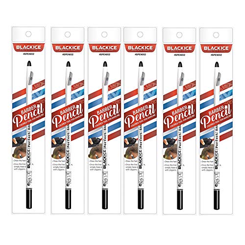 Black Ice Barber Pencil White 6-Count - Natural Hairline Marker for Beard & Eyebrow
