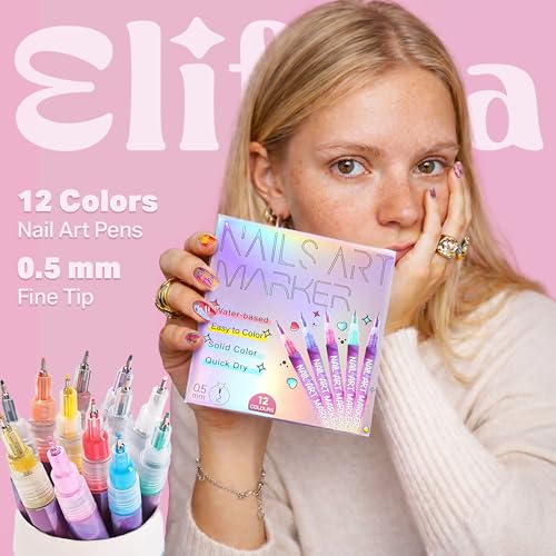 ELIFERA Nail Art Pens Kit – Precise Nail Polish Markers for DIY Design