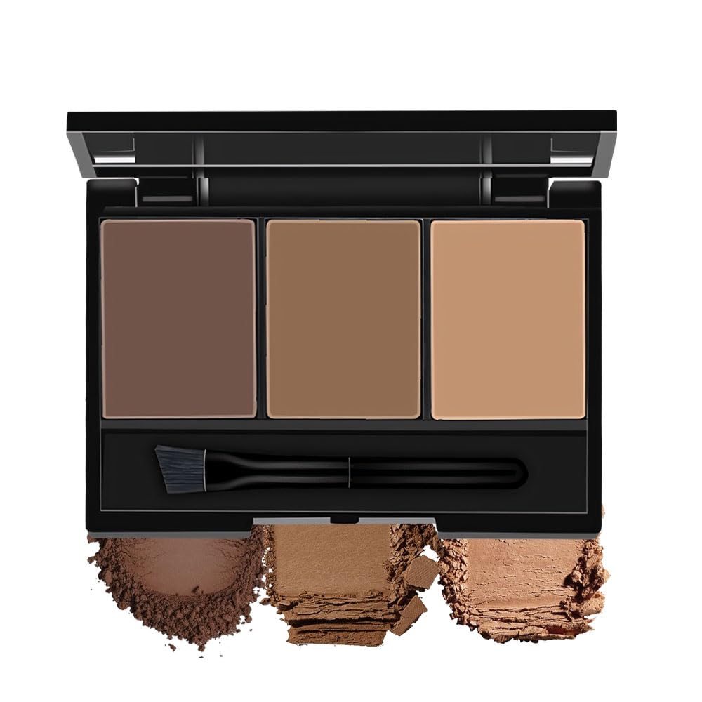 Eyebrow Powder Kit - Dark & Medium Brown Shades | Long-Lasting Waterproof Formula with Brush for Defined Natural Brows