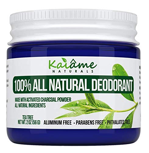 Kaiame Naturals Tea Tree Activated Charcoal Deodorant - All Natural, Aluminum & Paraben Free (2 oz)