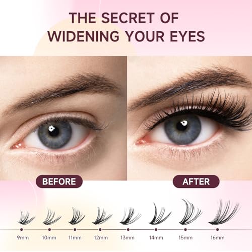 NuoNuole Cluster Lashes Kit - 640Pcs Natural Short Wispy 40D, 50D, 60D (8-16mm)