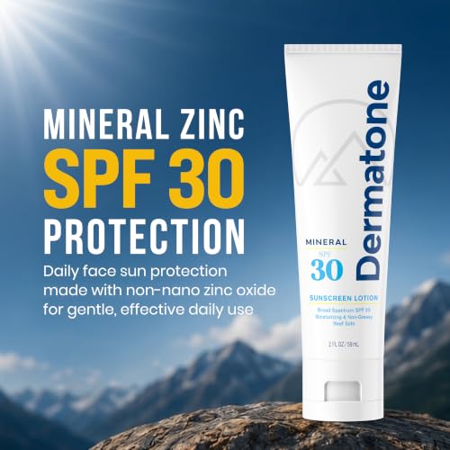 Dermatone Mineral Sunscreen Lotion SPF 30 - 2 Fl Oz | Reef Safe, Non-Greasy, Unscented