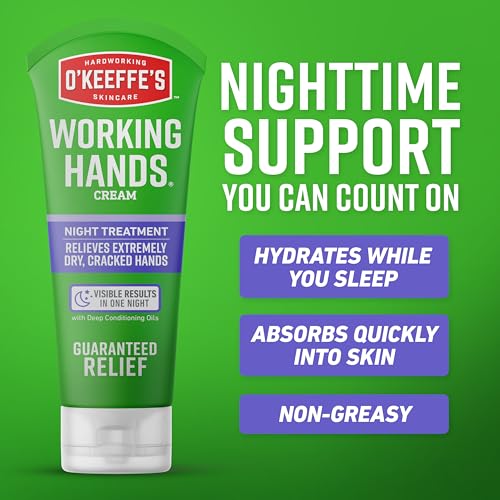 O'Keeffe's Working Hands Night Treatment Hand Cream, 7 oz | Repair Dry Cracked Hands