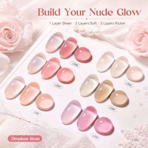 Beetles Nude Gel Nail Polish Set - 6 Trendy Sheer Colors