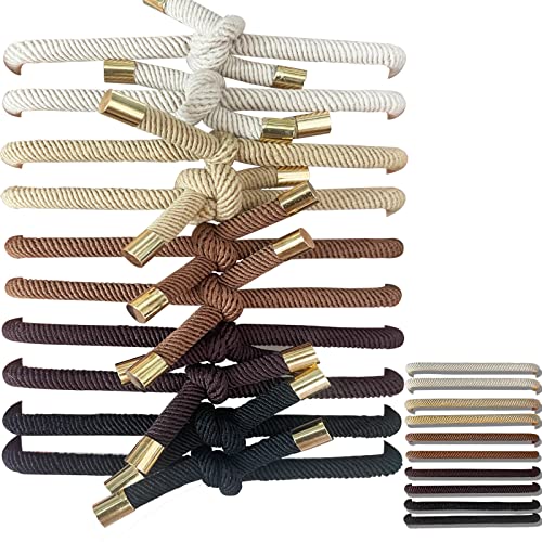 UDeBe Hair SlideProof Knot Hair Ties Bracelet Set - 10 Counts in Beige, Khaki, Coffee, Dark Coffee, Black