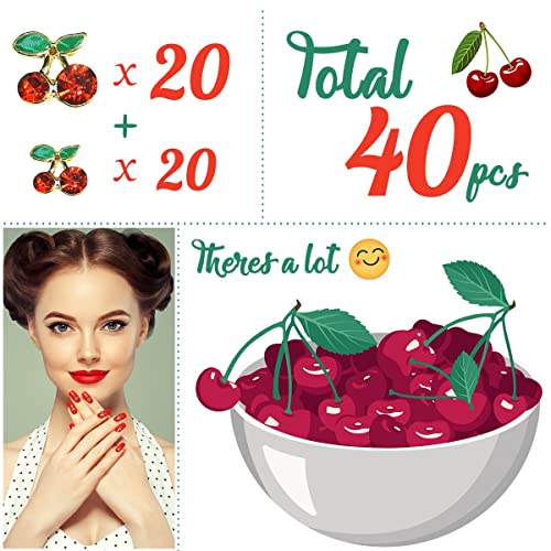 40 Pcs 3D Cherry Nail Charms - Rhinestone Nail Art Gems