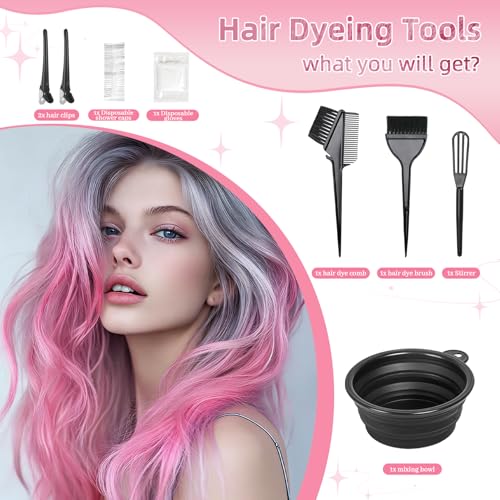 ROOHUA 8-Piece Professional Hair Dye Kit with Brush & Bowl