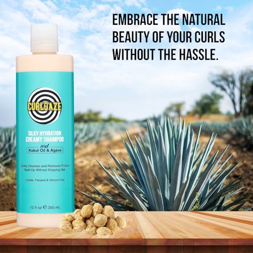 Curldaze Hydrating Cream Shampoo with Kukui Oil & Agave for Curly Hair