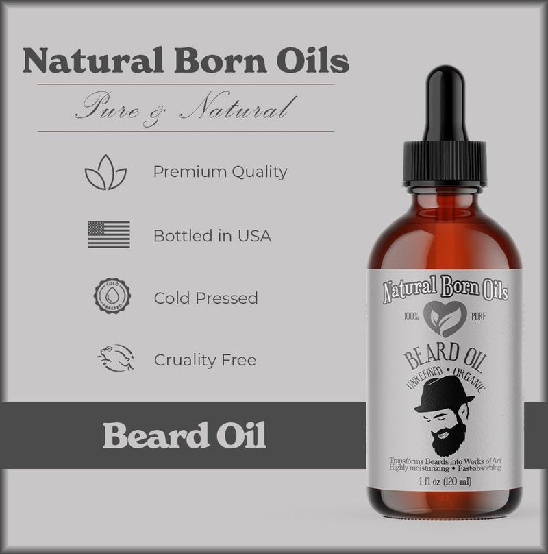 Natural Born Oils Beard Oil, 1 Gallon, Organic, Contains Natural Vitamin E, Jojoba and Argan Oils, Cold-Pressed, Natural Ingredients, Deep Beard Conditioning, Skin Care