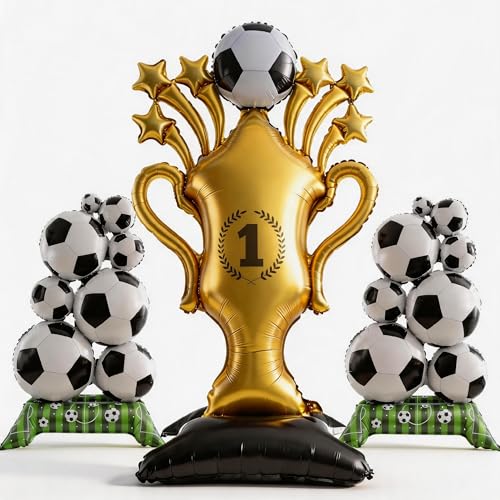 Soccer Trophy Balloon Set - 59 Inch Foil Balloons for World Cup Parties