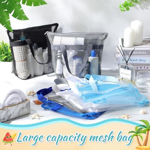 6 Classic Color Portable Mesh Shower Caddy Bags with Zipper