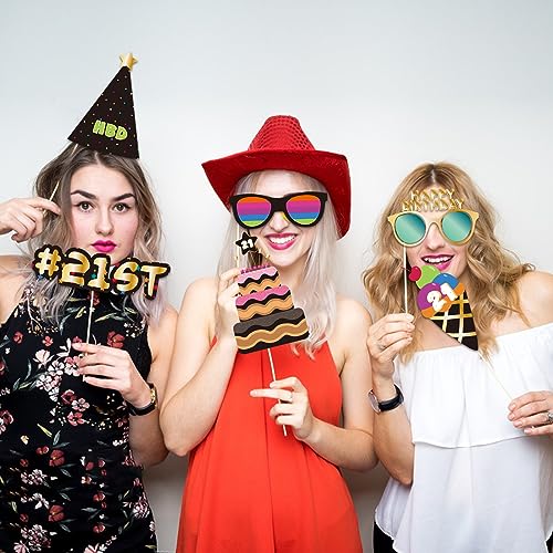 21st Birthday Photo Booth Props - 40 Premium Quality Decorations