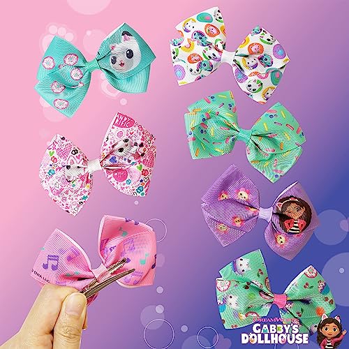 Gabby's Dollhouse Hair Bows Gift Set - 7 Pcs Non-Slip Clips for Girls