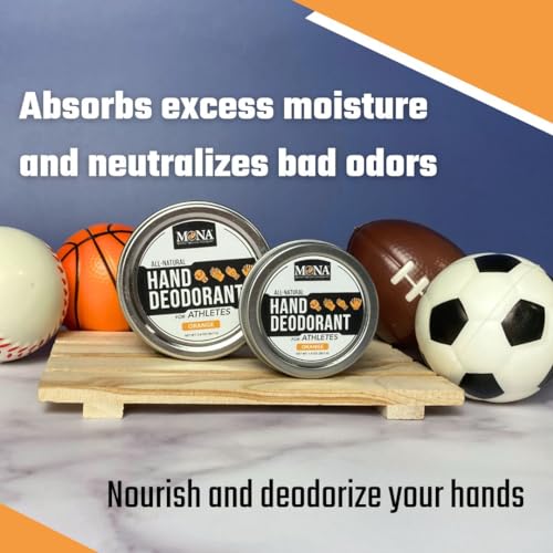 MONA Orange Hand Deodorant for Athletes - 1 oz Moisture Absorbing, Natural Vegan Sport Hand Balm